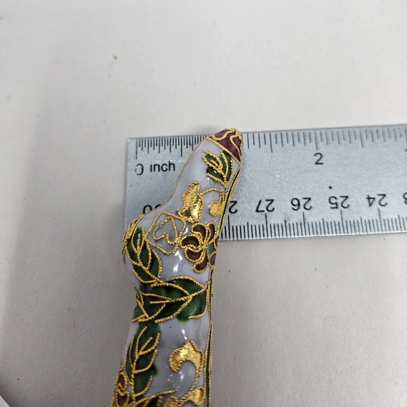 Nyco Cloisonne Enamal Christmas Tree Ornament Stocking Hearts, Leaves & Flowers - Picture 9 of 10